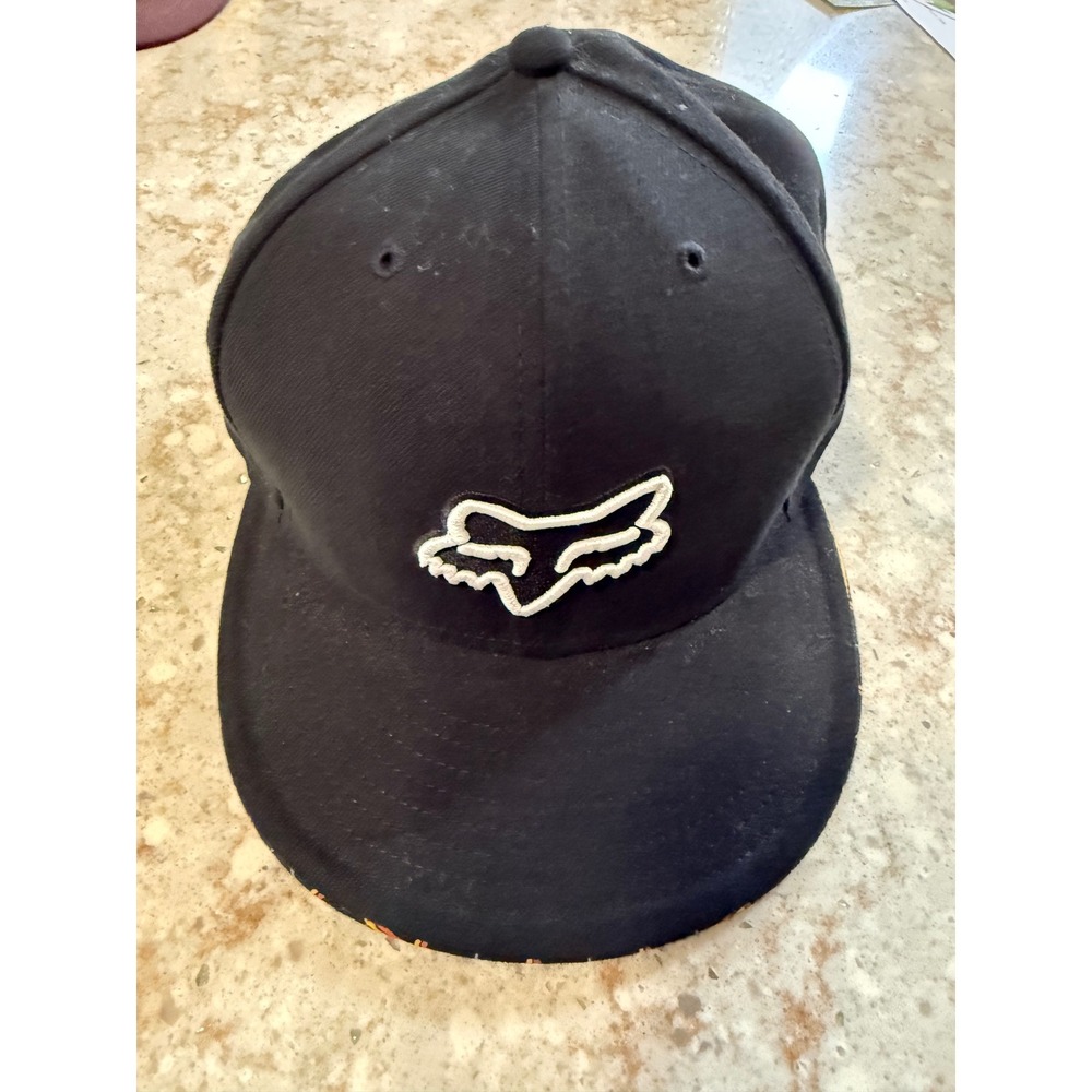 New Era Fox Racing 59FIFTY Fitted Hat Black Plaid Brim Size 7 1/2 Motocross Cap